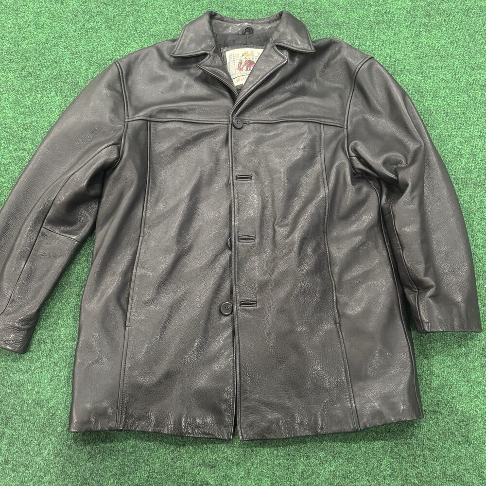 Urban Cowboy Leather Jacket Men’s L Black Western Button Coat VTG